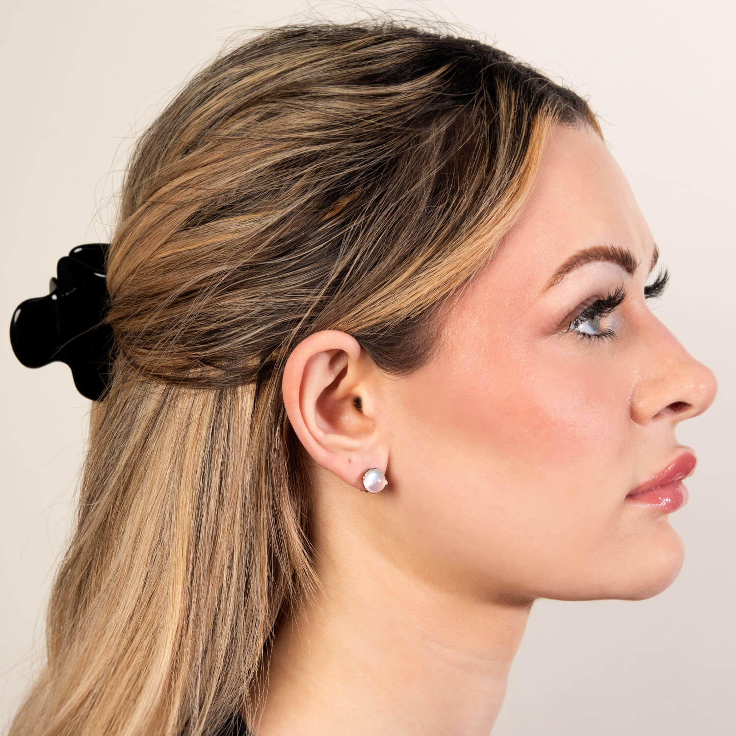Victorian Sterling Silver Moonstone Stud Earrings - Image 4