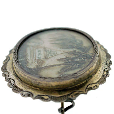 Victorian Sterling Silver Sepia Mourning Hair Pin - Image 5