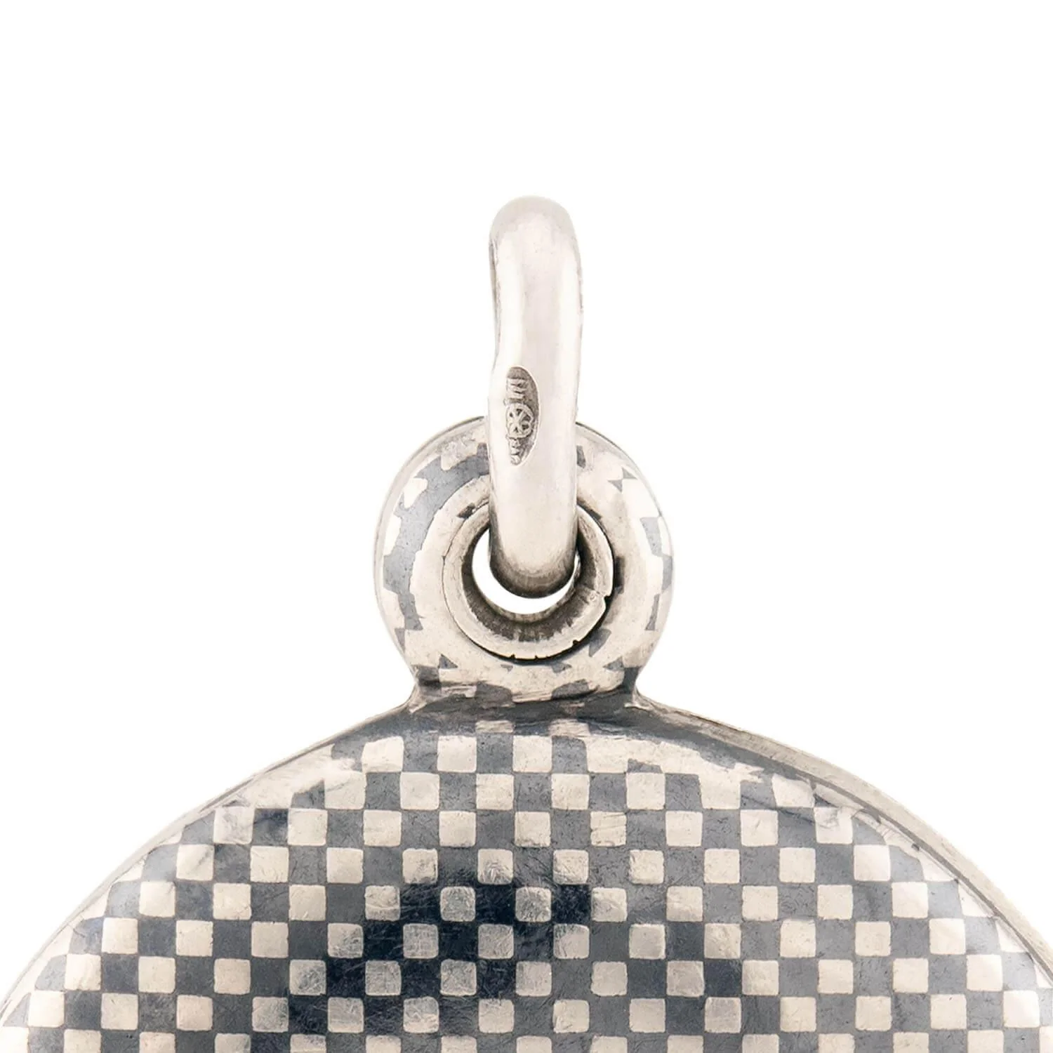 Victorian Sterling Silver Niello Checkerboard Locket - Image 5