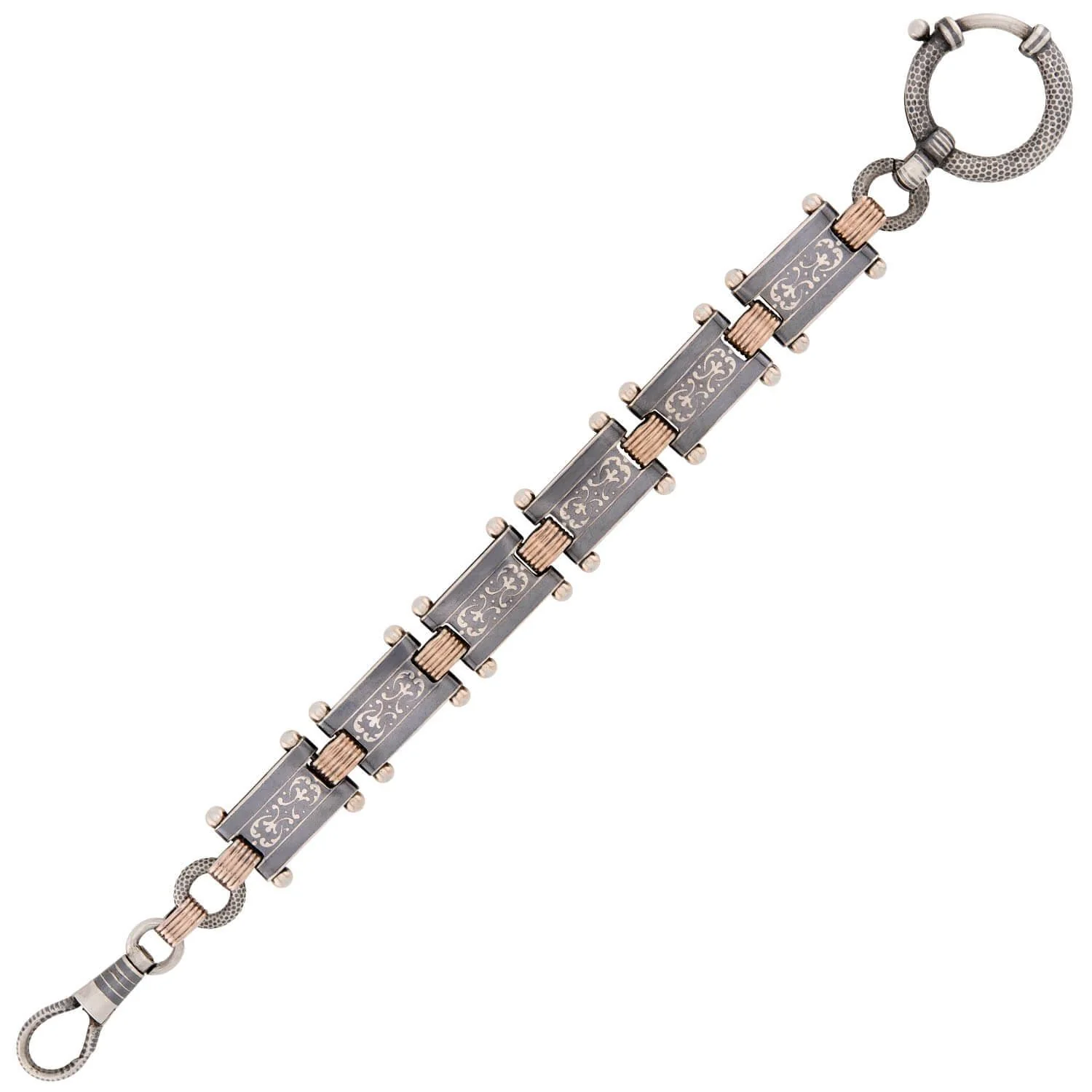 Victorian Sterling Silver Niello Link Bracelet - Image 2