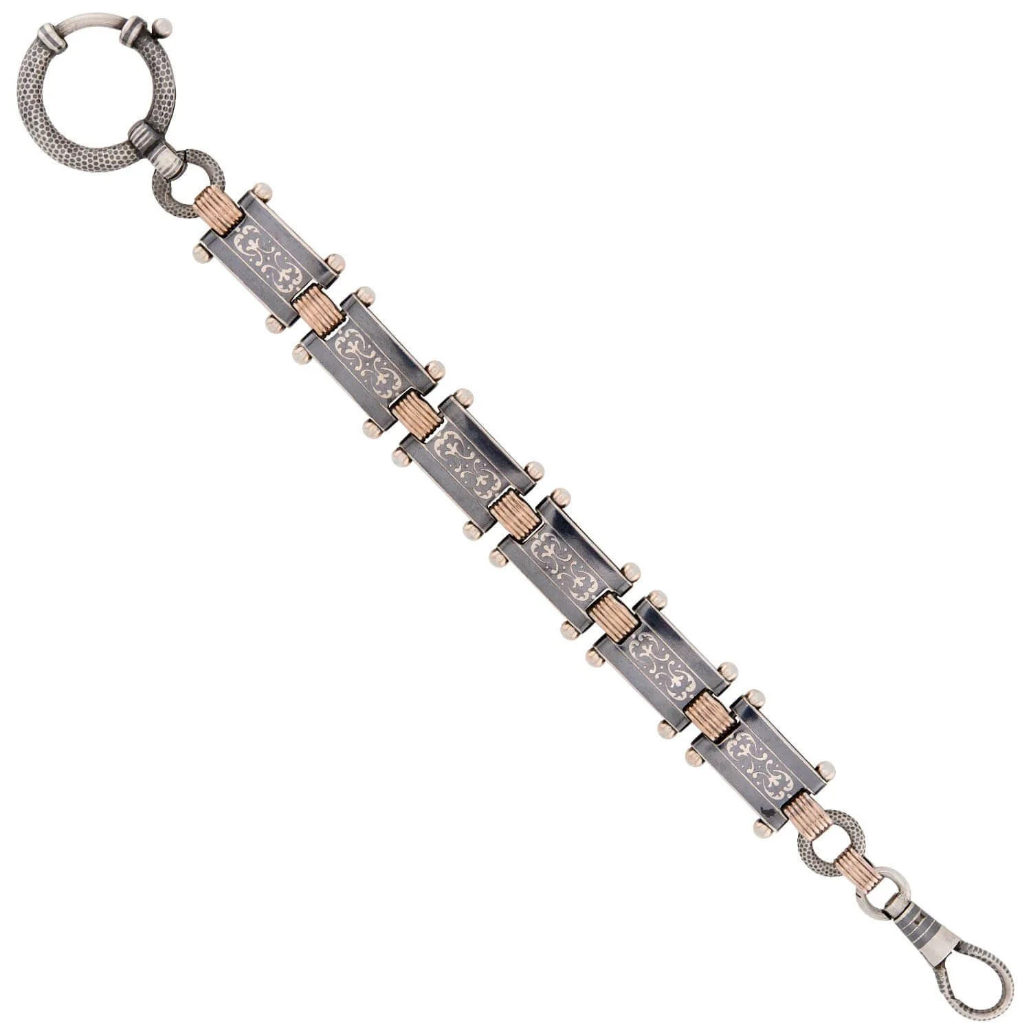 Victorian Sterling Silver Niello Link Bracelet - Image 4