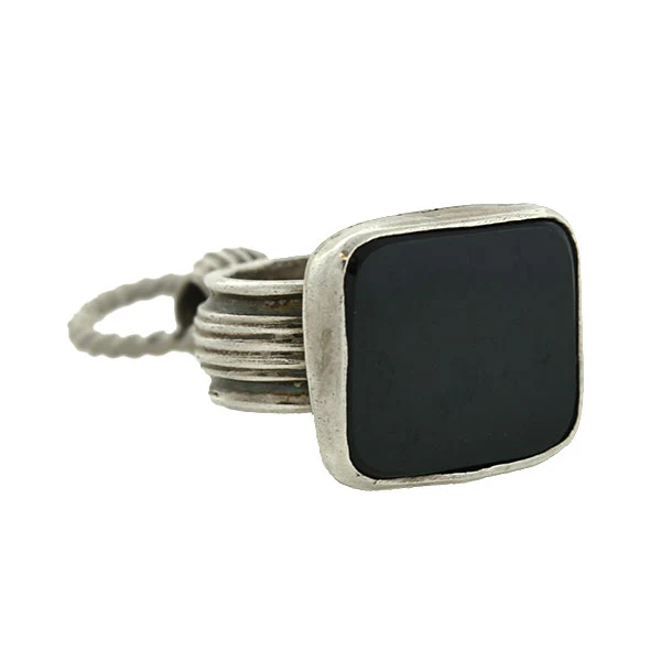 Victorian Sterling Silver Onyx Seal Fob - Image 4