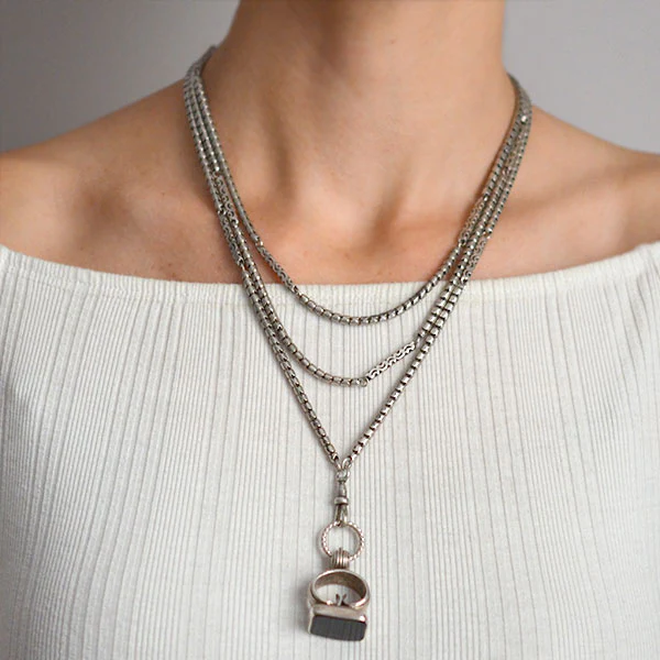 Victorian Sterling Silver Onyx Seal Fob - Image 6