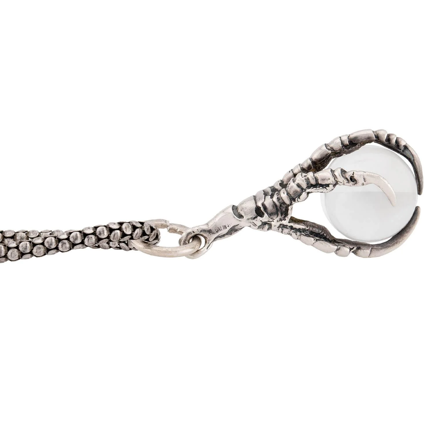 Victorian Sterling Silver Pool of Light Claw Pendant Necklace - Image 3