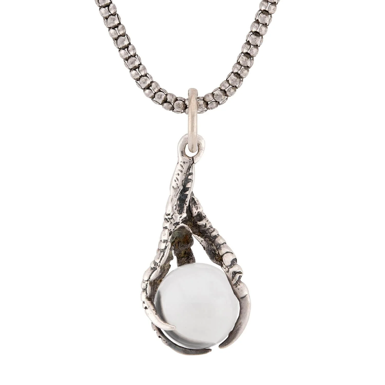 Victorian Sterling Silver Pool of Light Claw Pendant Necklace - Image 4