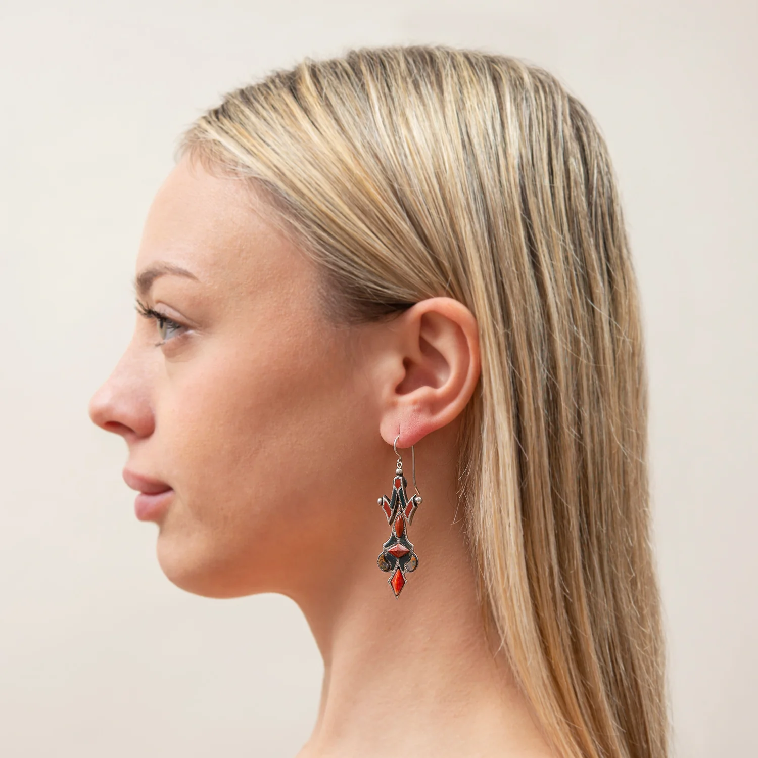 Victorian Sterling Silver & Scottish Agate Earrings - Image 4