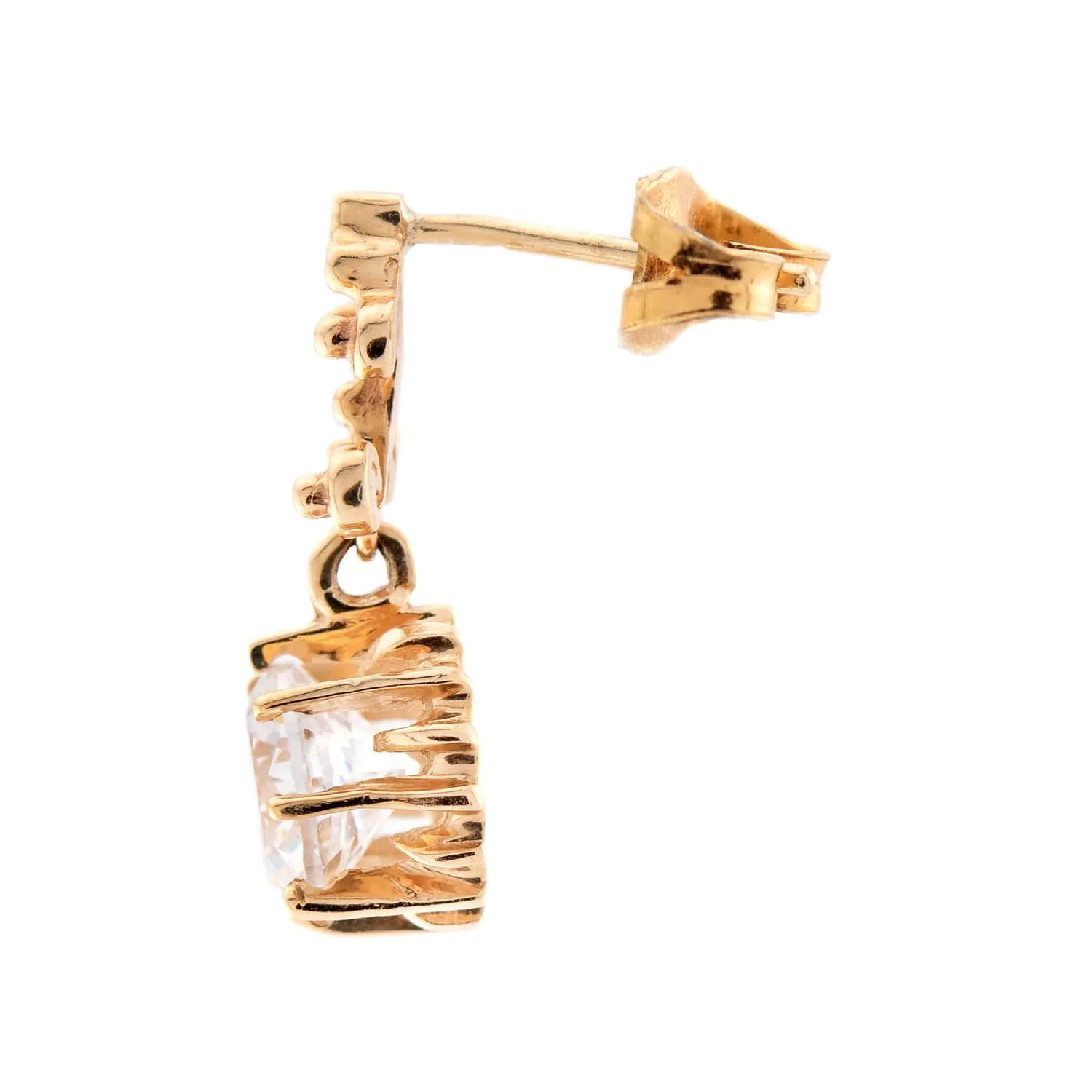 Victorian Style 14k White Gold Dangle Earring - Image 2