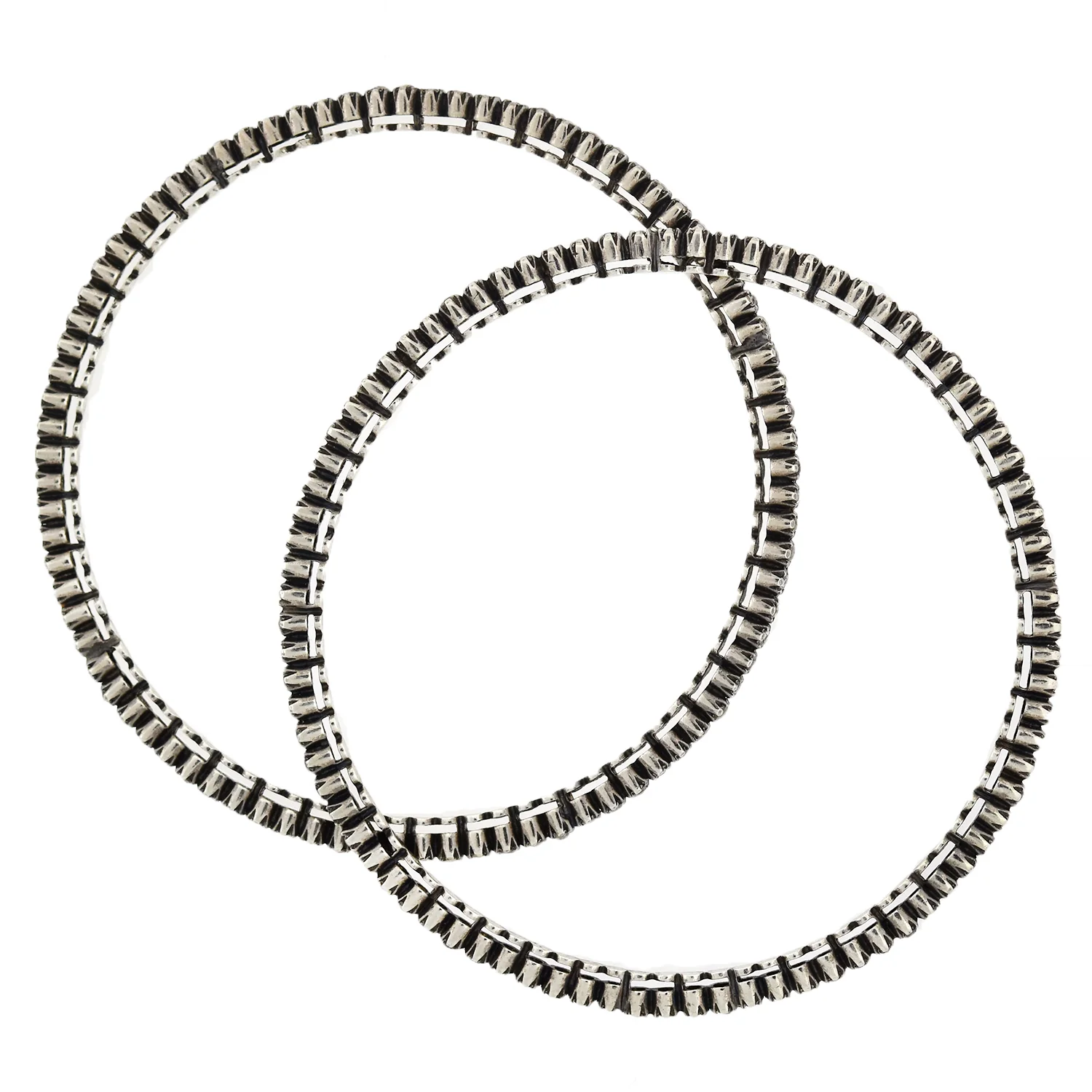 Victorian Style Sterling Rose Cut Diamond Bangle Bracelet Set 1.00ctw - Image 2