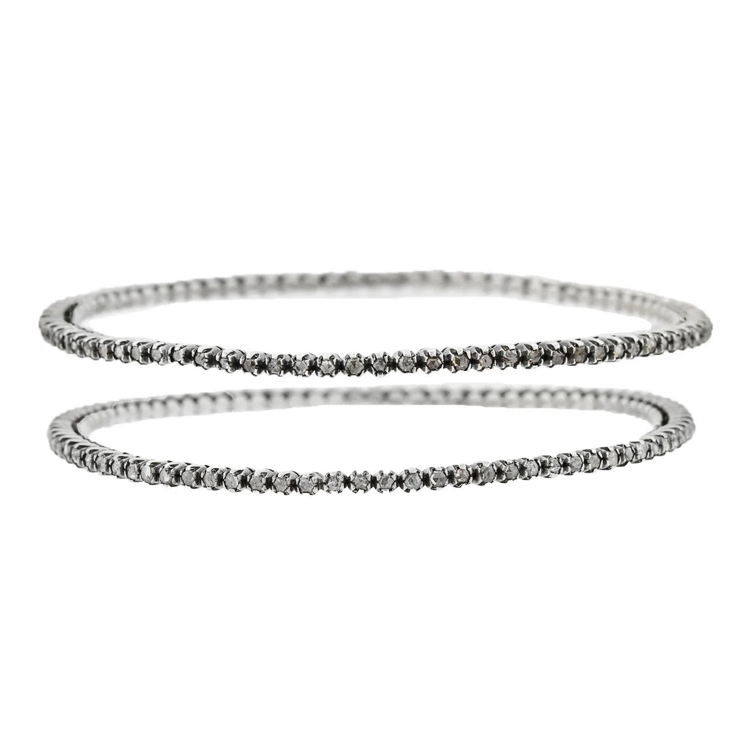 Victorian Style Sterling Rose Cut Diamond Bangle Bracelet Set 1.00ctw - Image 4