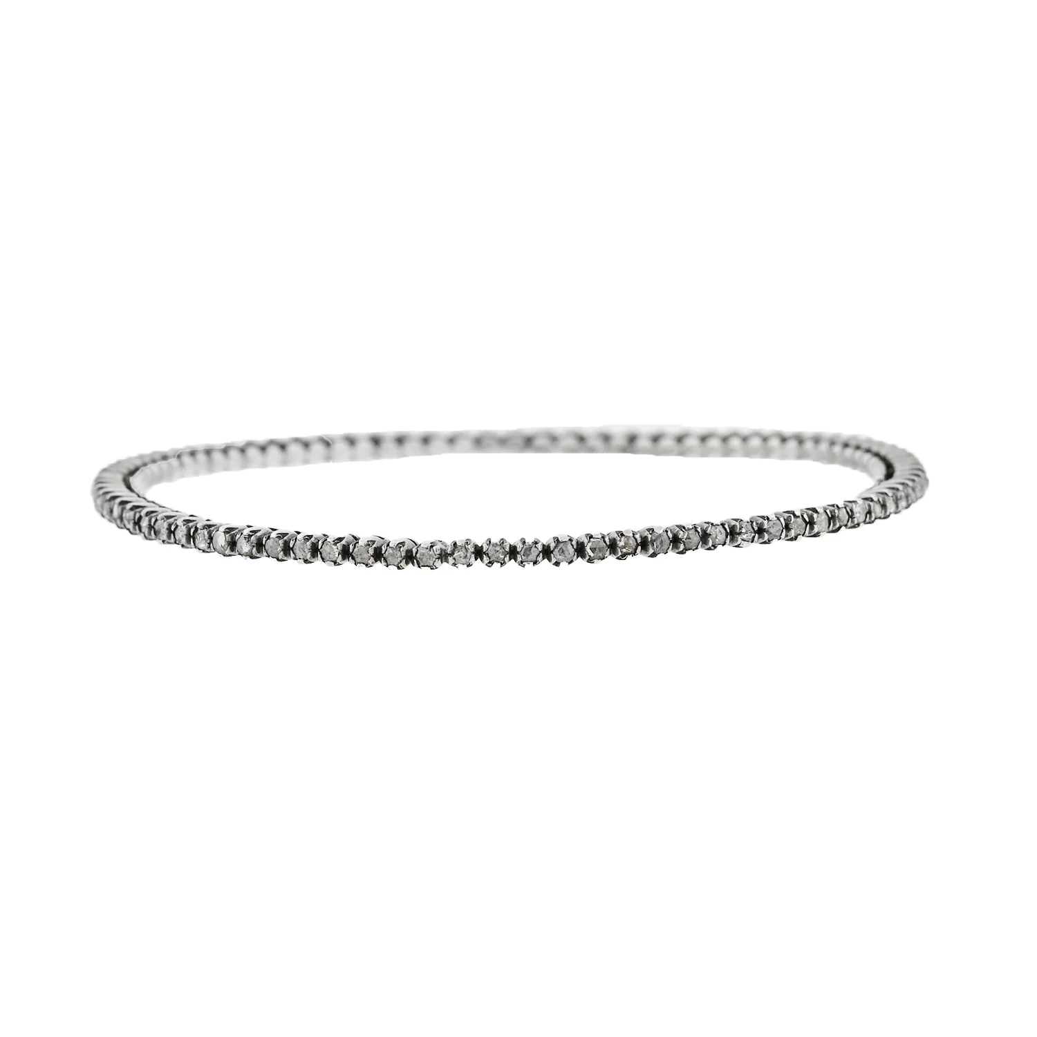 Victorian Style Sterling Rose Cut Diamond Bangle Bracelet Set 1.00ctw - Image 5