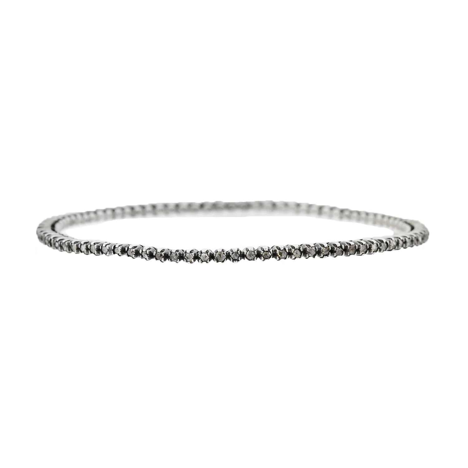 Victorian Style Sterling Rose Cut Diamond Bangle Bracelet Set 1.00ctw - Image 6
