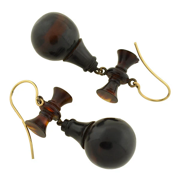 Victorian Tortoise Shell Earrings w/ 14kt Wires - Image 5