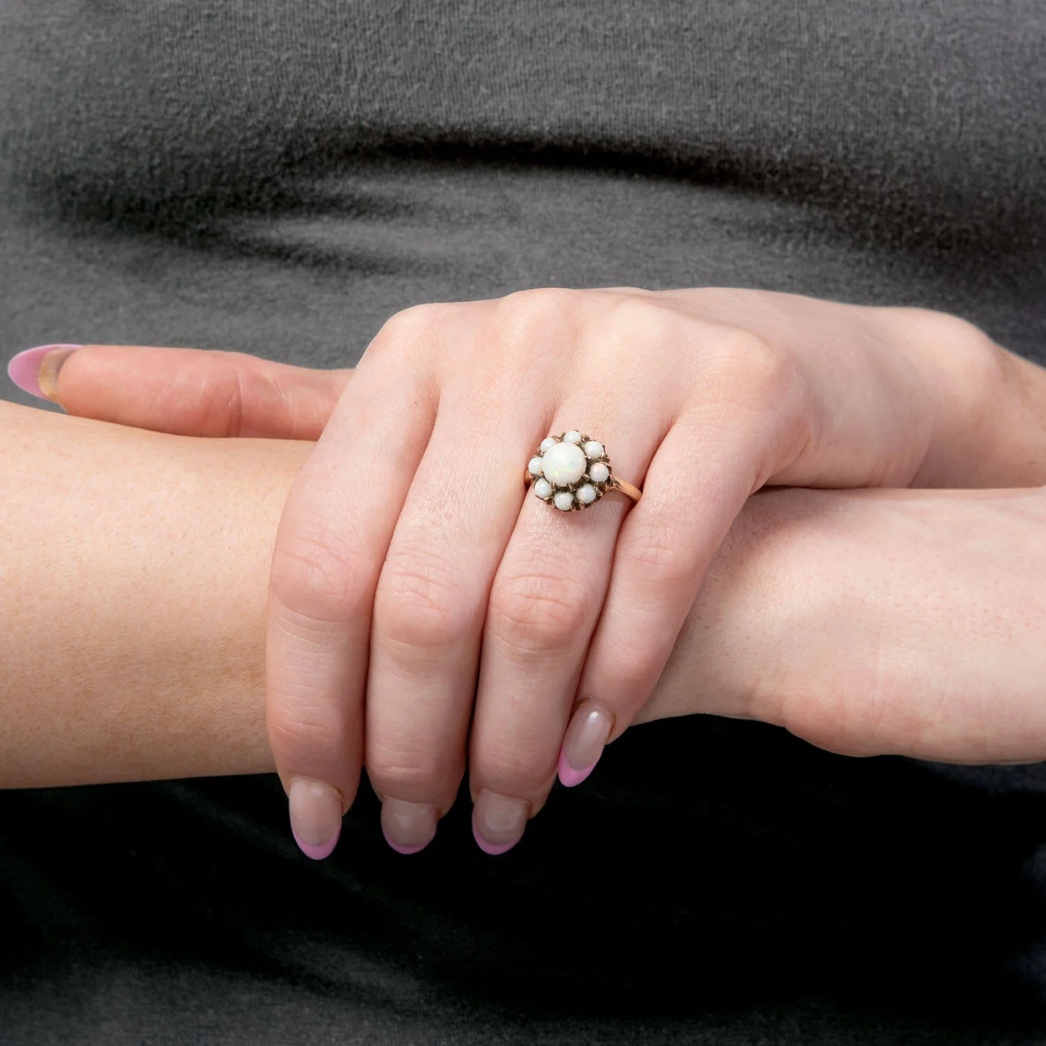 Vintage 10k Opal Cluster Ring - Image 6