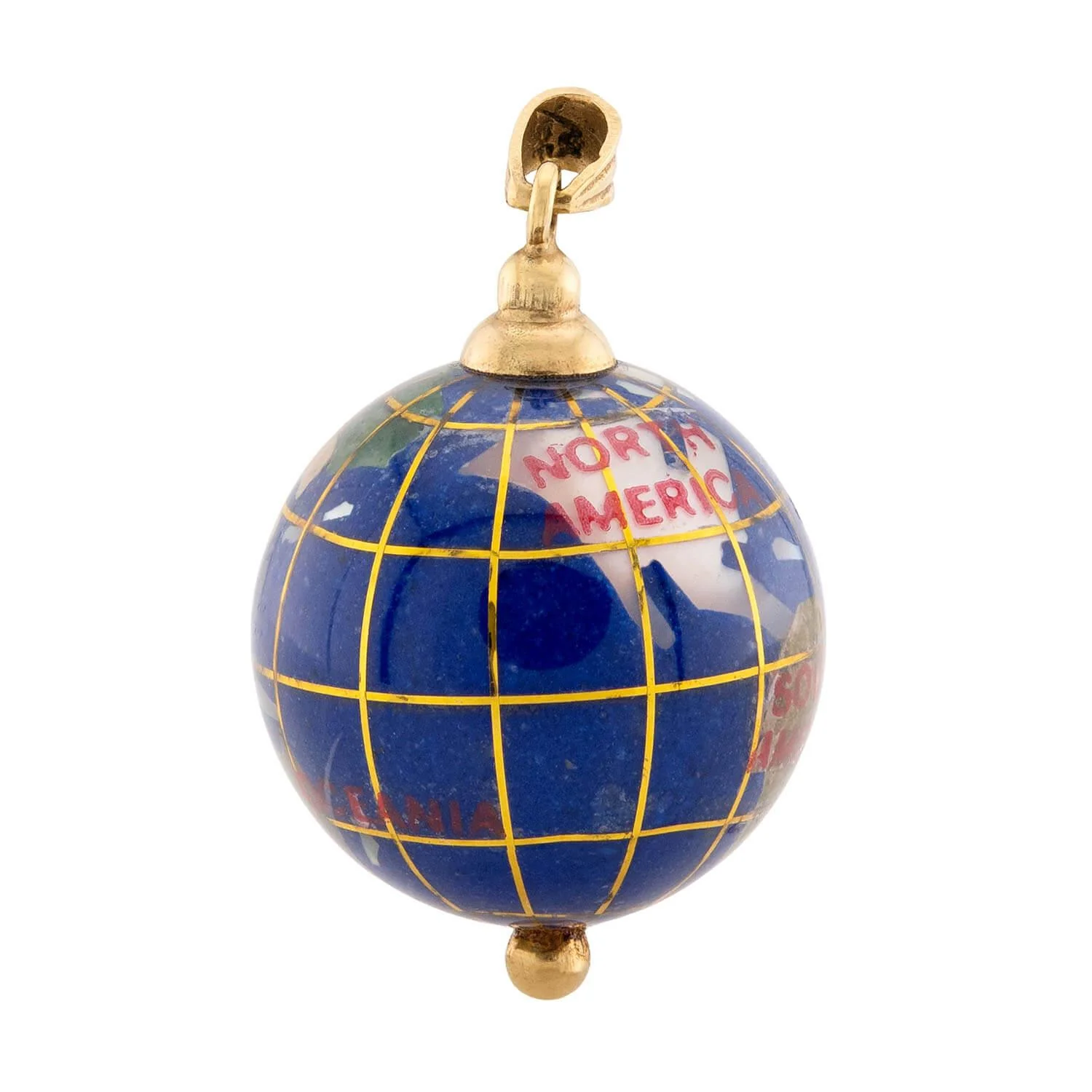 Vintage 14k Enamel Globe Pendant/Charm - Image 2