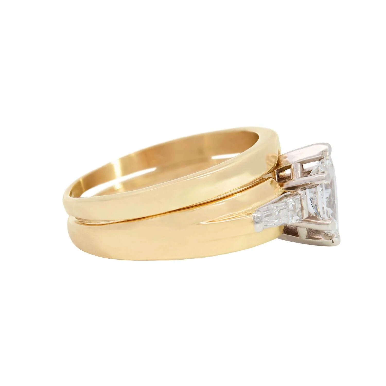 Vintage 14k Marquise Cut Diamond Engagement Ring and Wedding Band Set 0.65ct - Image 3