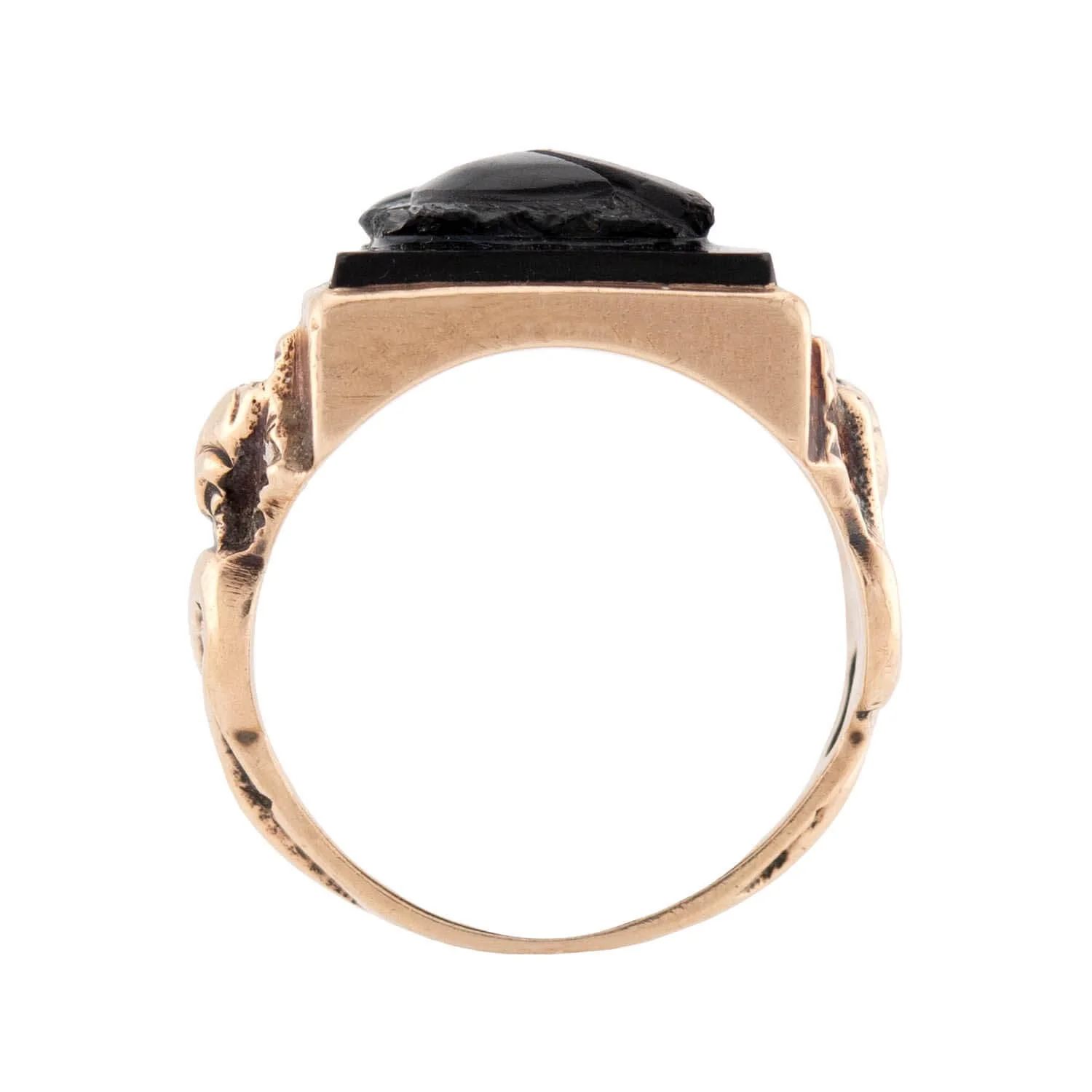 Vintage 14k Onyx Cameo Statement Ring - Image 4