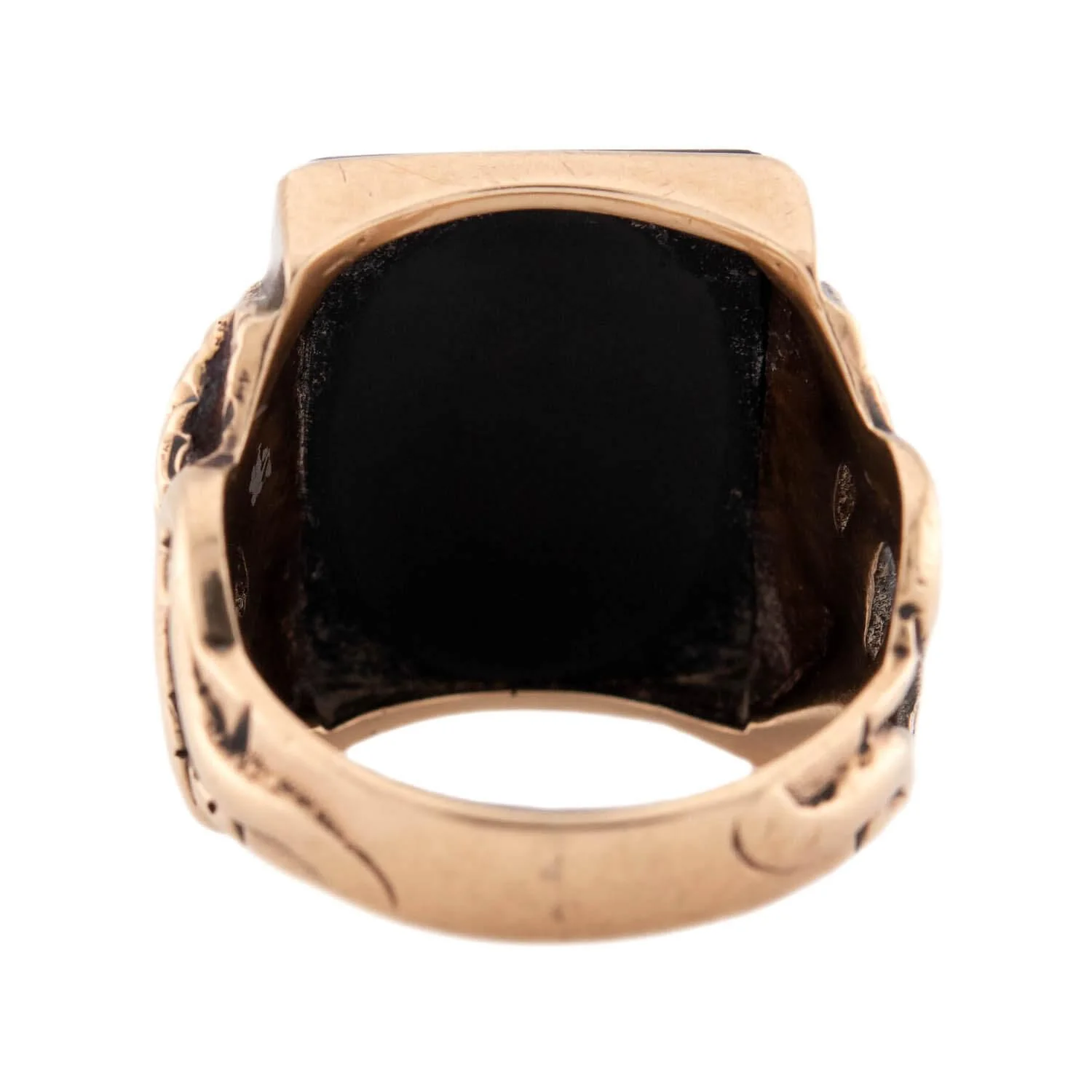 Vintage 14k Onyx Cameo Statement Ring - Image 5