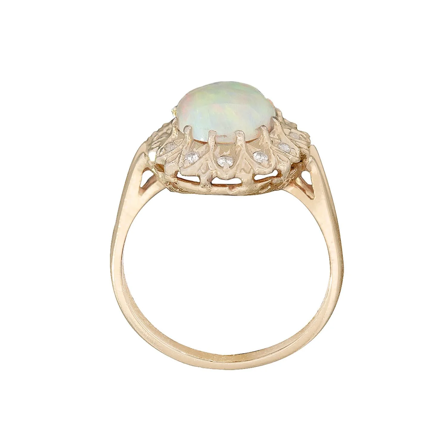 Vintage 14k Opal and Diamond Halo Ring - Image 4