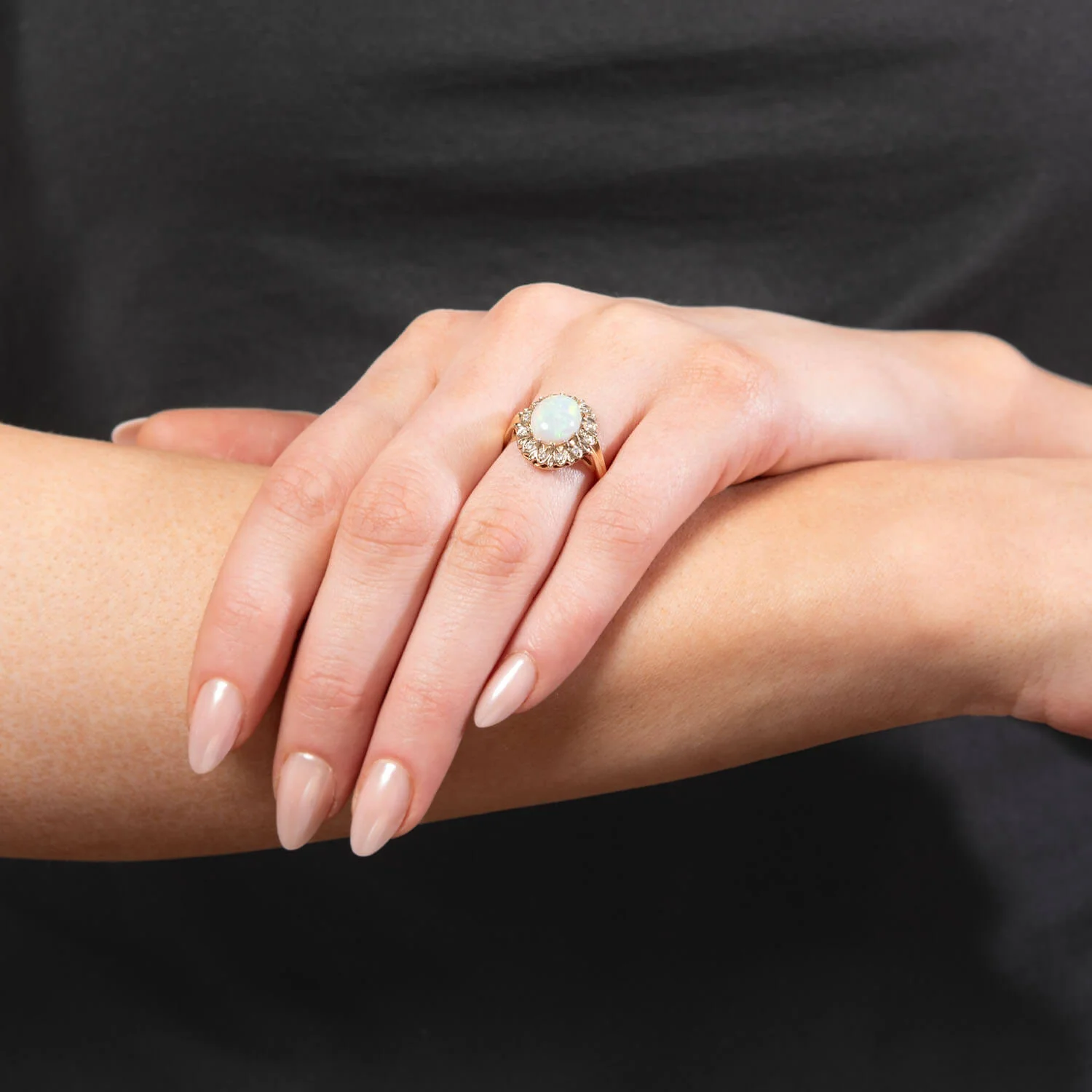 Vintage 14k Opal and Diamond Halo Ring - Image 7