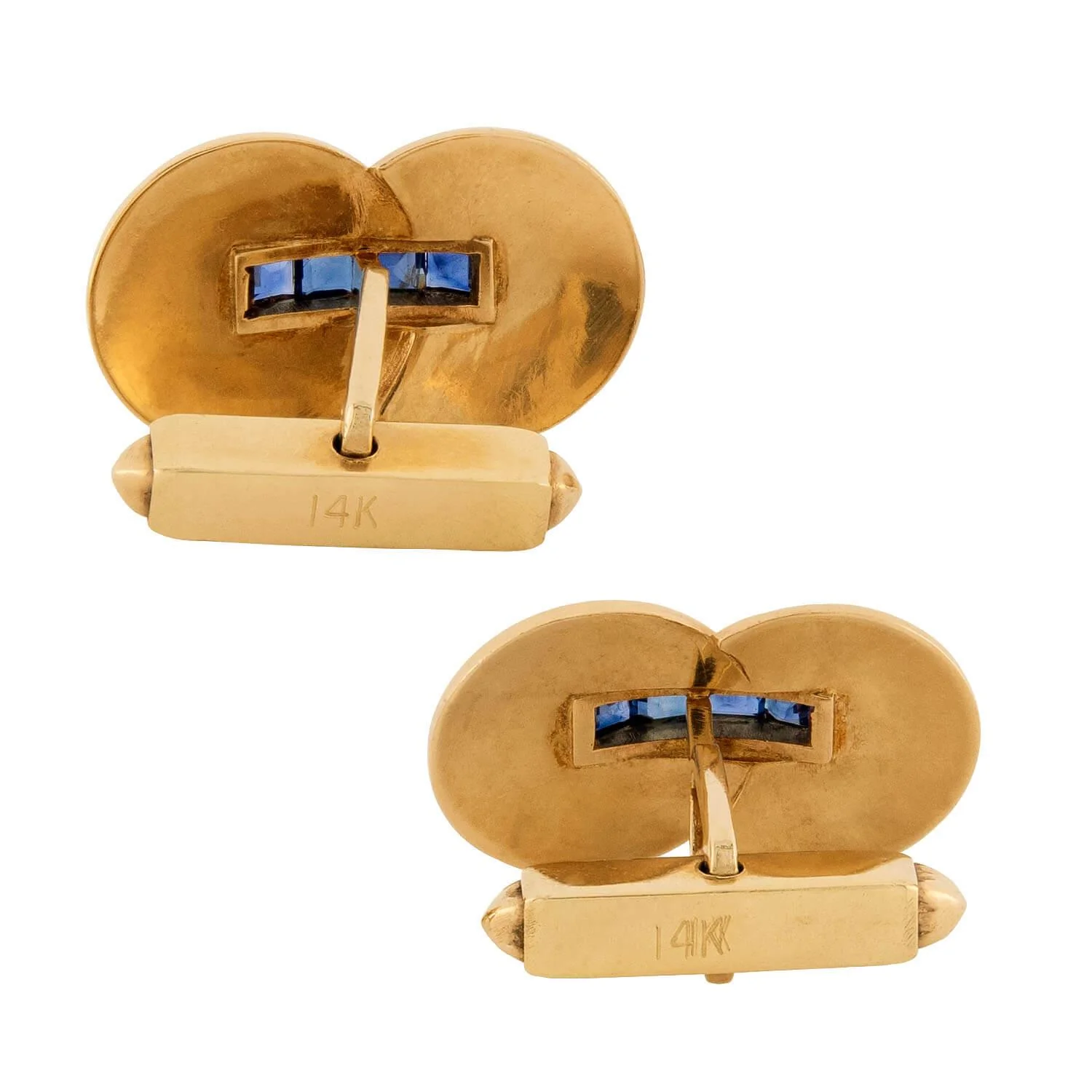 Vintage 14k Sapphire Cufflinks - Image 3