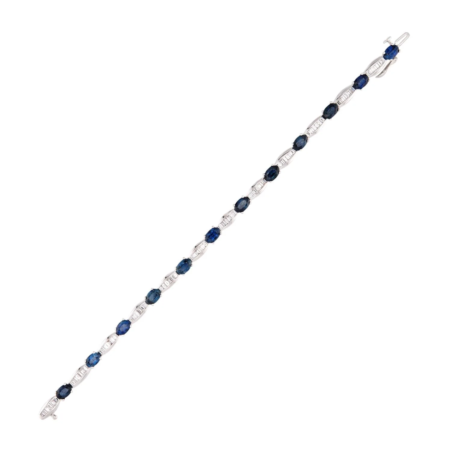 Vintage 14k Sapphire & Diamond Line Bracelet - Image 2