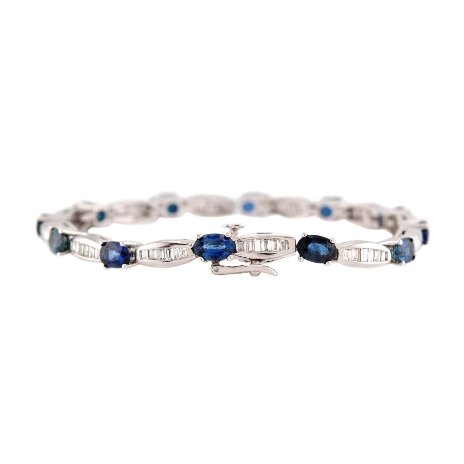 Vintage 14k Sapphire & Diamond Line Bracelet - Image 4