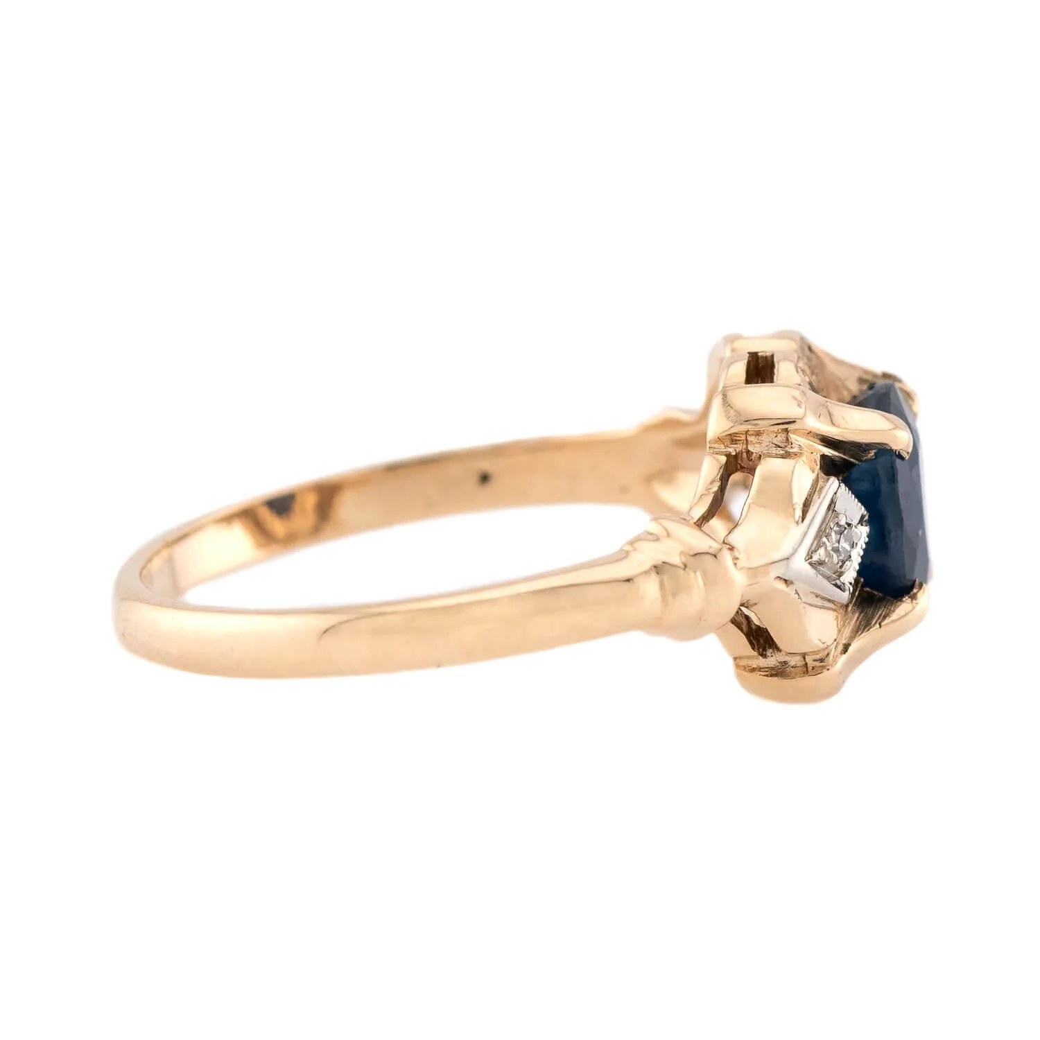 Vintage 14k Sapphire & Diamond Ring - Image 3