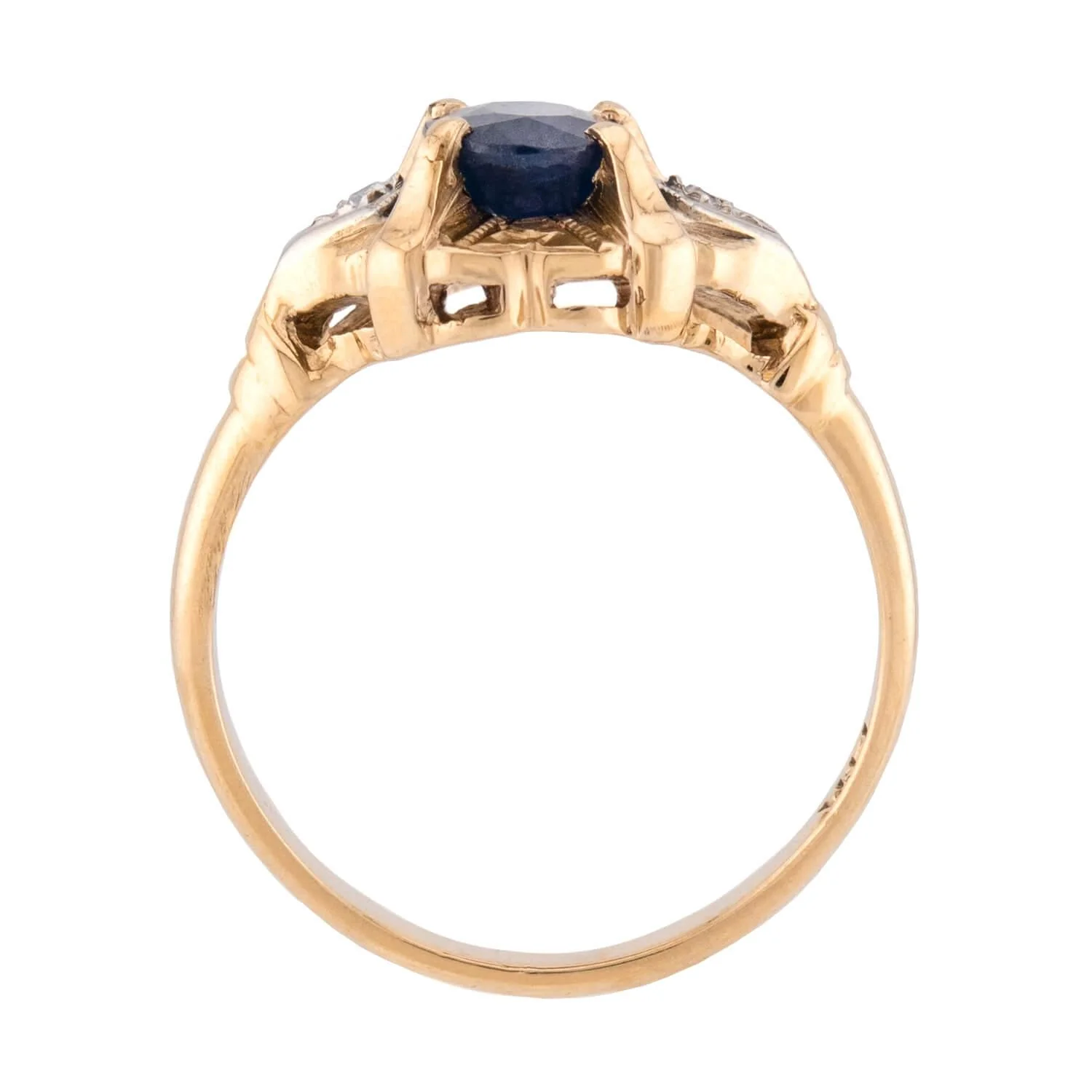 Vintage 14k Sapphire & Diamond Ring - Image 4