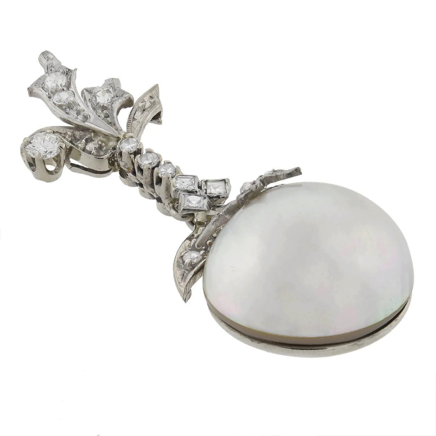 Vintage 14kt Mabe Pearl + Diamond Pendant 0.75ctw - Image 2