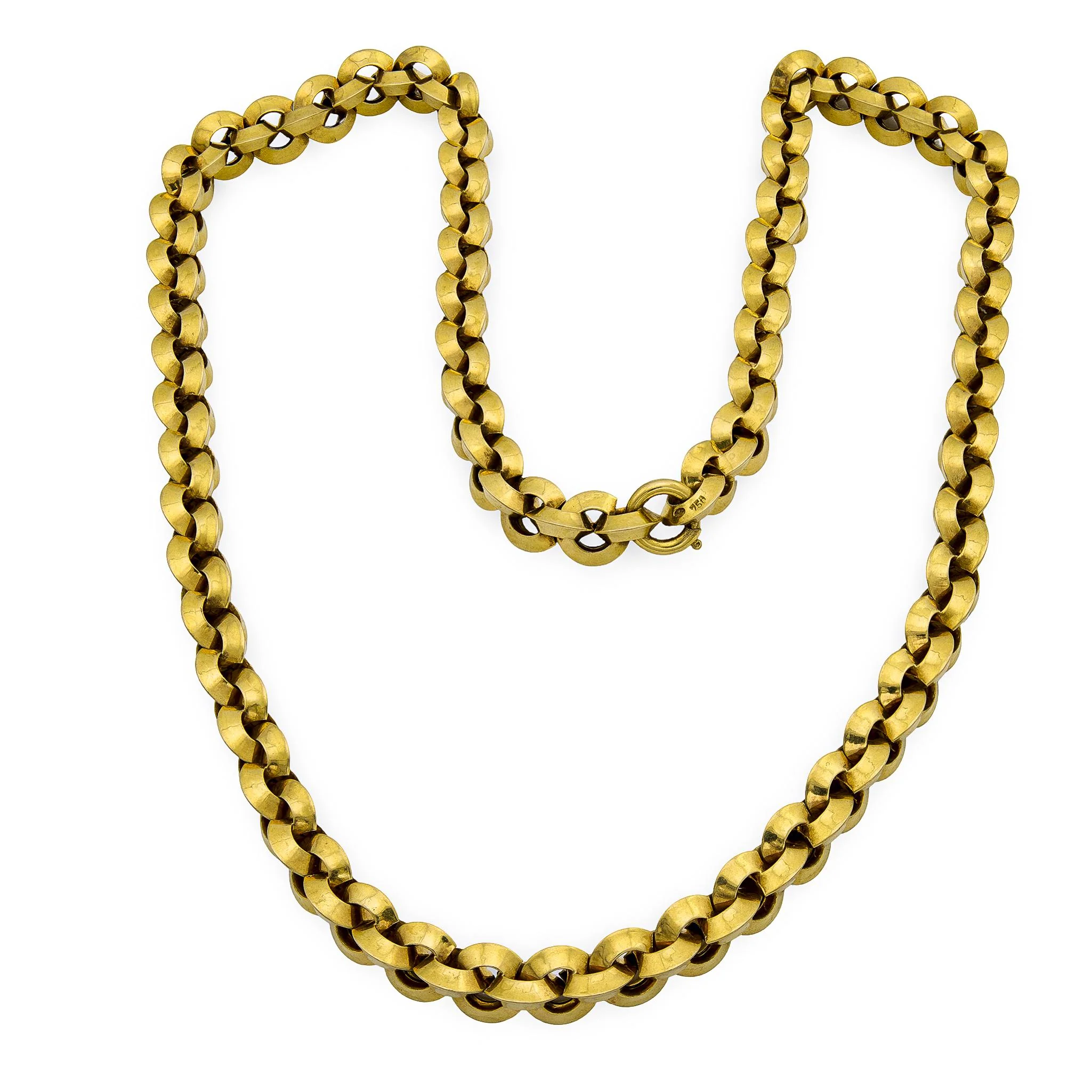 Vintage 18k Gold Rolo Link Necklace 25" - Image 5