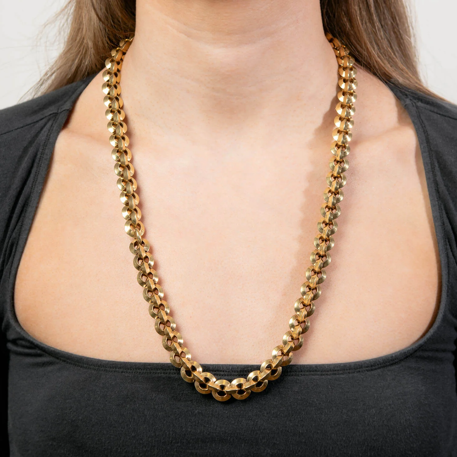 Vintage 18k Gold Rolo Link Necklace 25" - Image 6