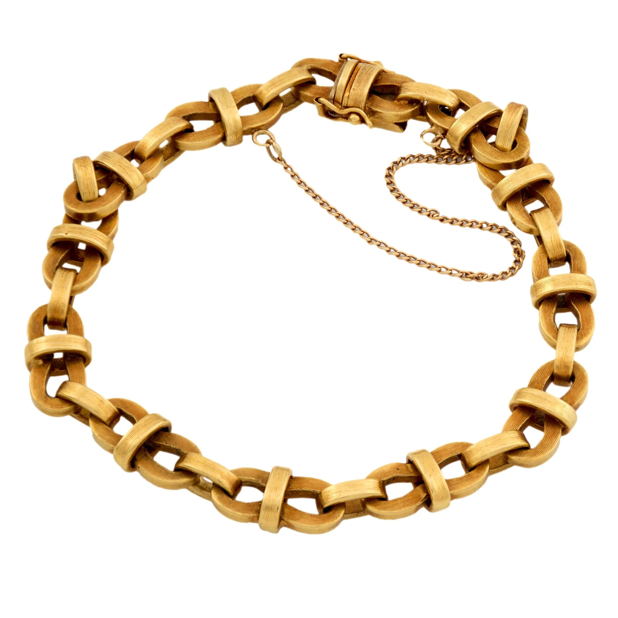 Vintage 18k Oval Textured Link Bracelet 40 grams