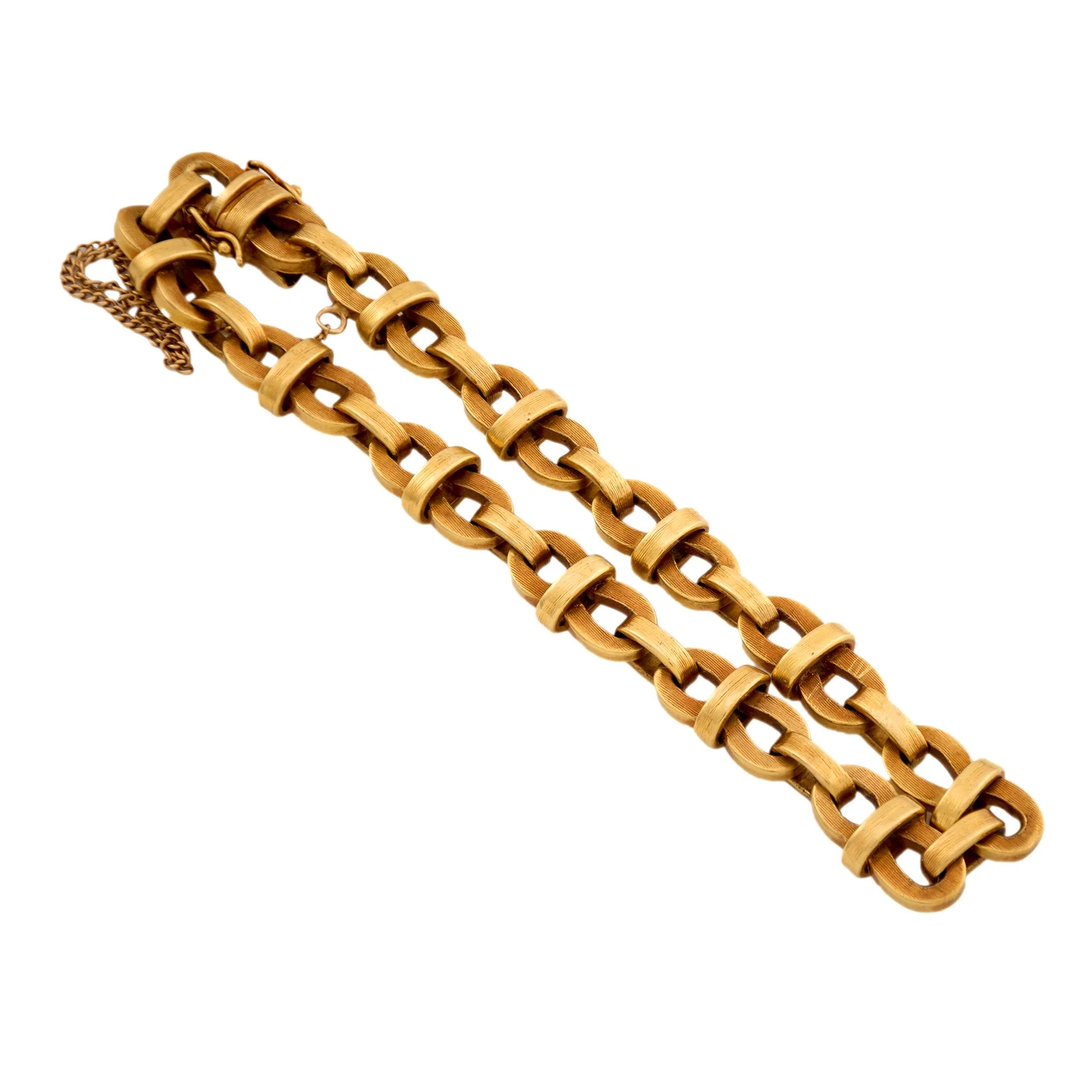 Vintage 18k Oval Textured Link Bracelet 40 grams - Image 2