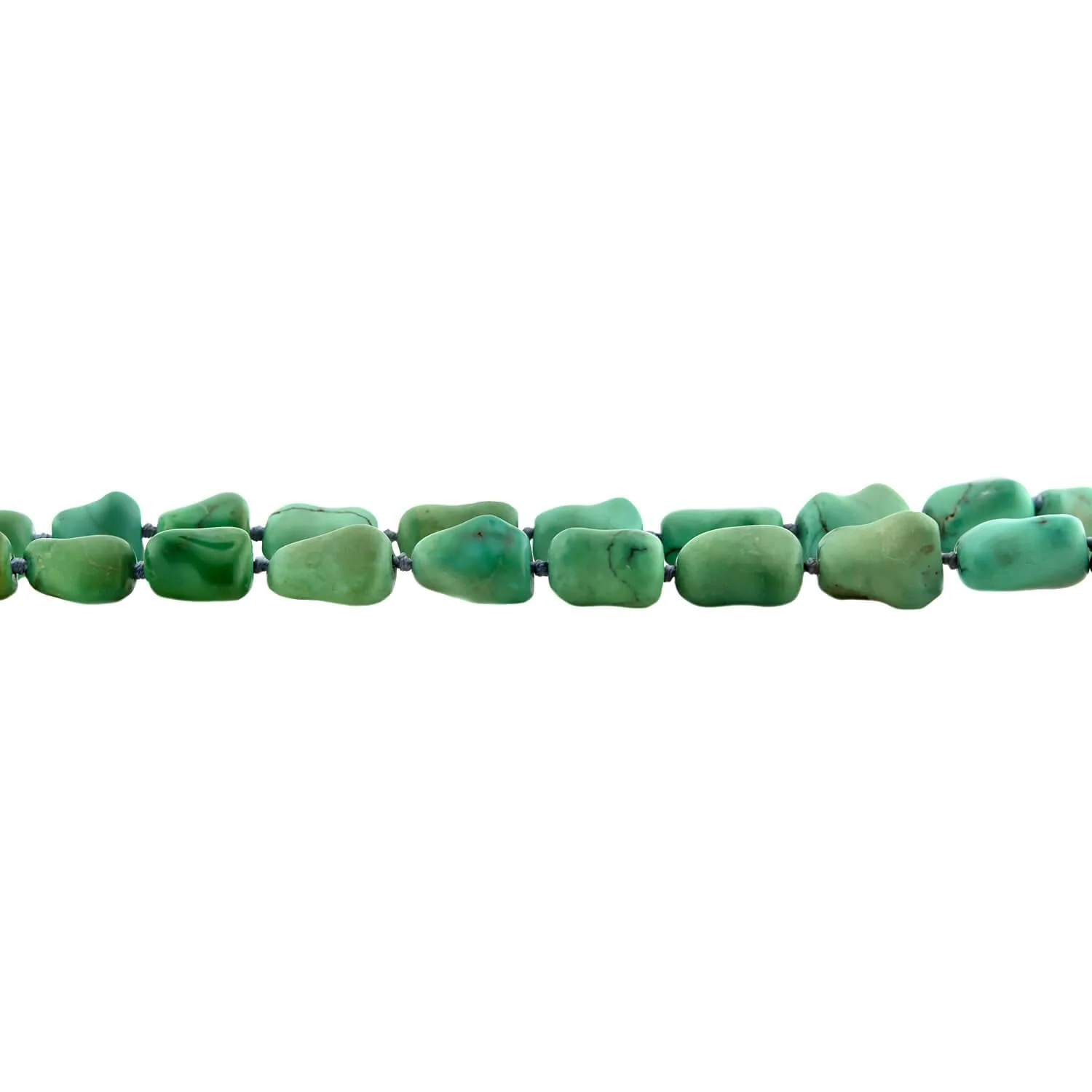 Vintage Chinese Sterling Gilt Turquoise Nugget Bead Necklace 24" - Image 3