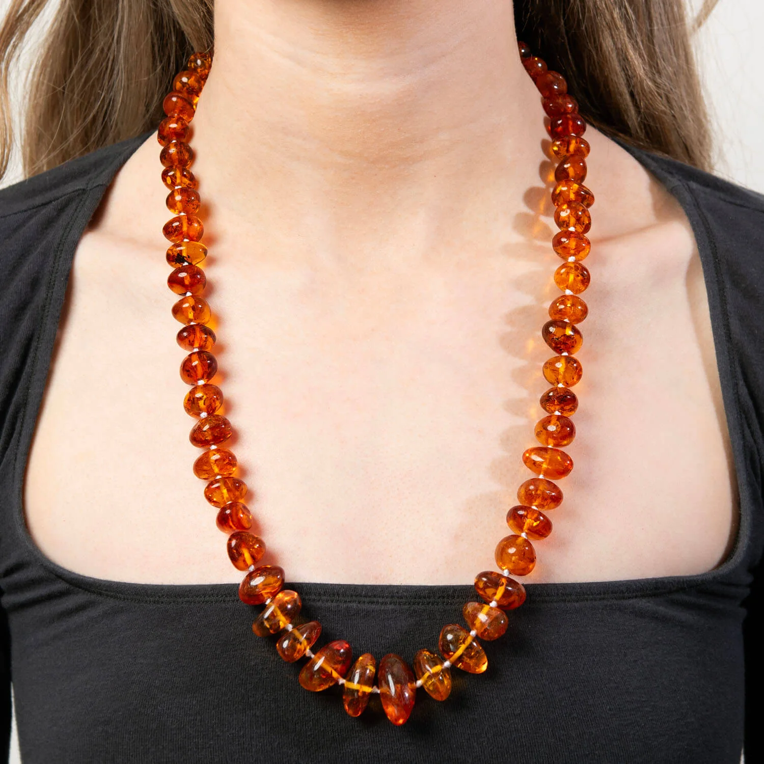 Vintage Gold-Filled Amber Bead Necklace 26.5" - Image 5