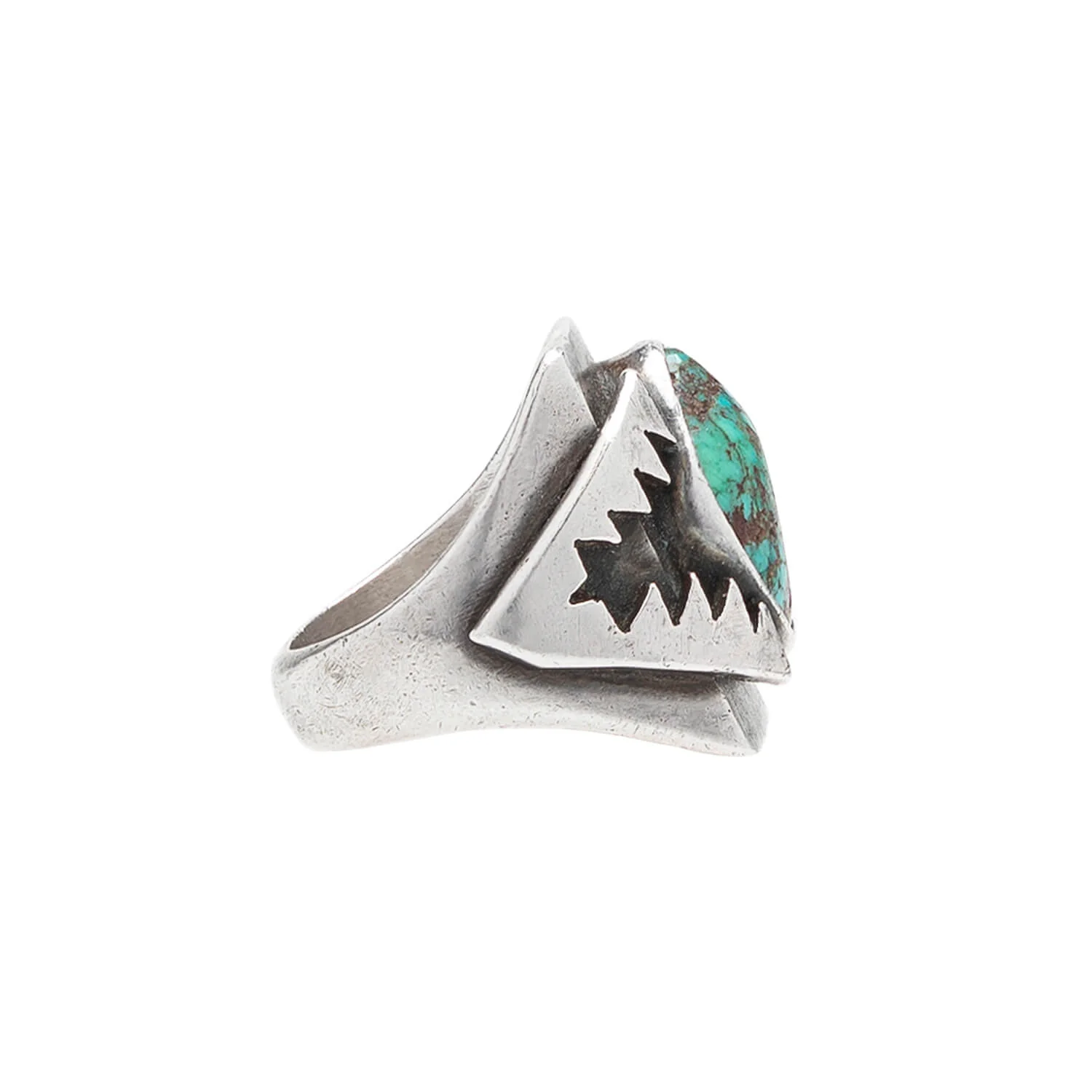 Vintage Pawn Silver & Turquoise Ring - Image 2