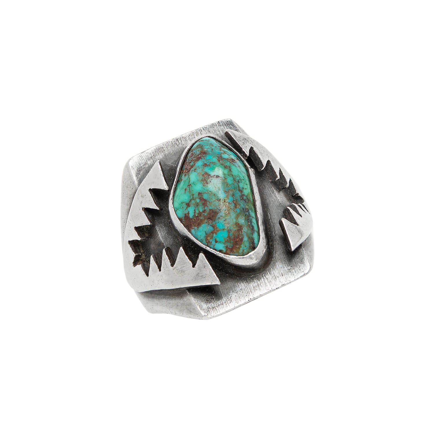 Vintage Pawn Silver & Turquoise Ring - Image 4