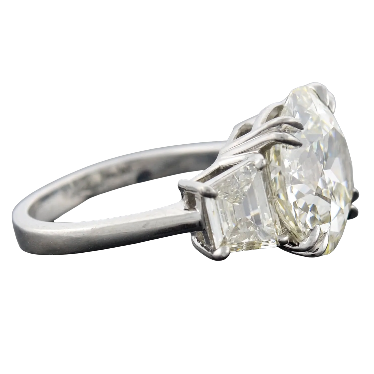 Vintage Platinum Old European Cut Diamond Engagement Ring 6.29ct center - Image 3