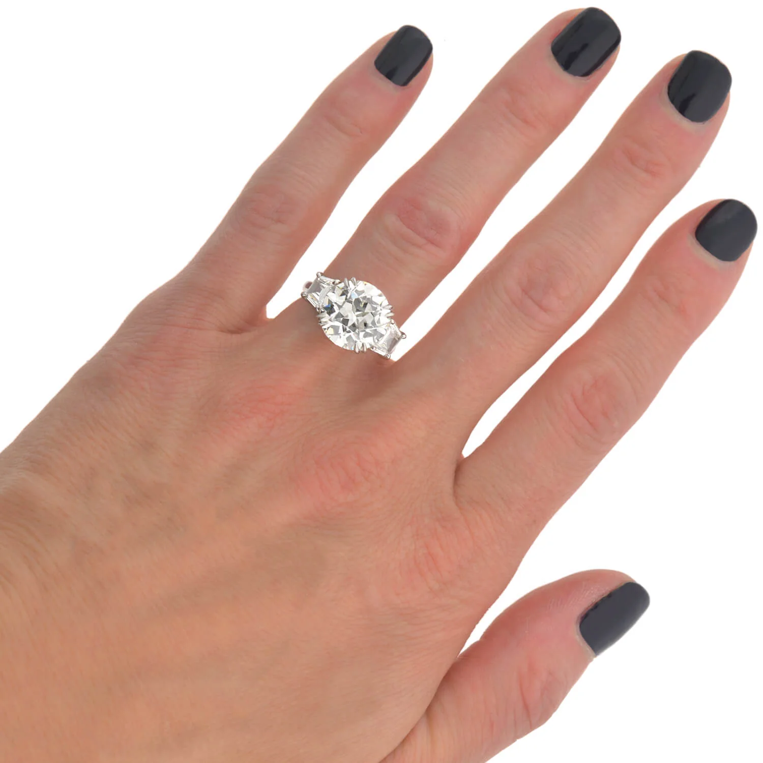 Vintage Platinum Old European Cut Diamond Engagement Ring 6.29ct center - Image 6