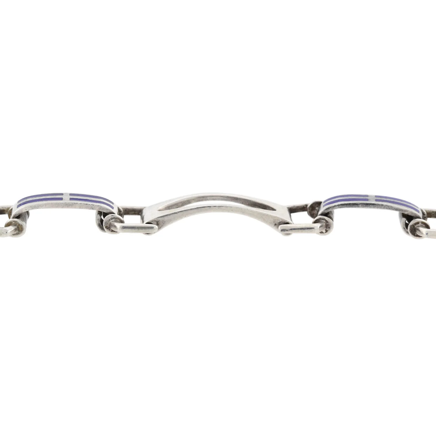 Vintage Sterling Silver Blue Enameled Open Link Bracelet - Image 4