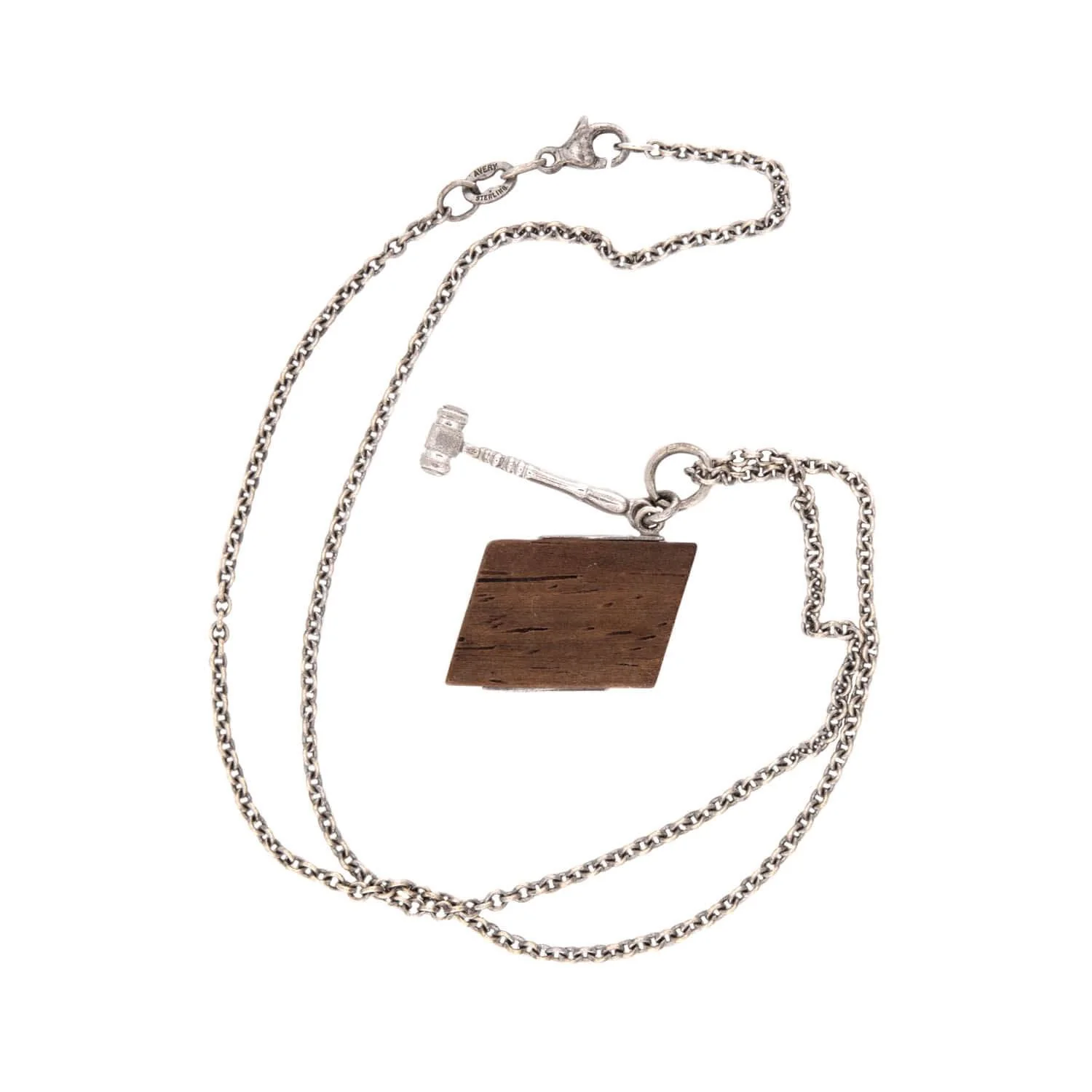 Vintage Sterling Silver "Knock On Wood" Pendant Necklace - Image 4