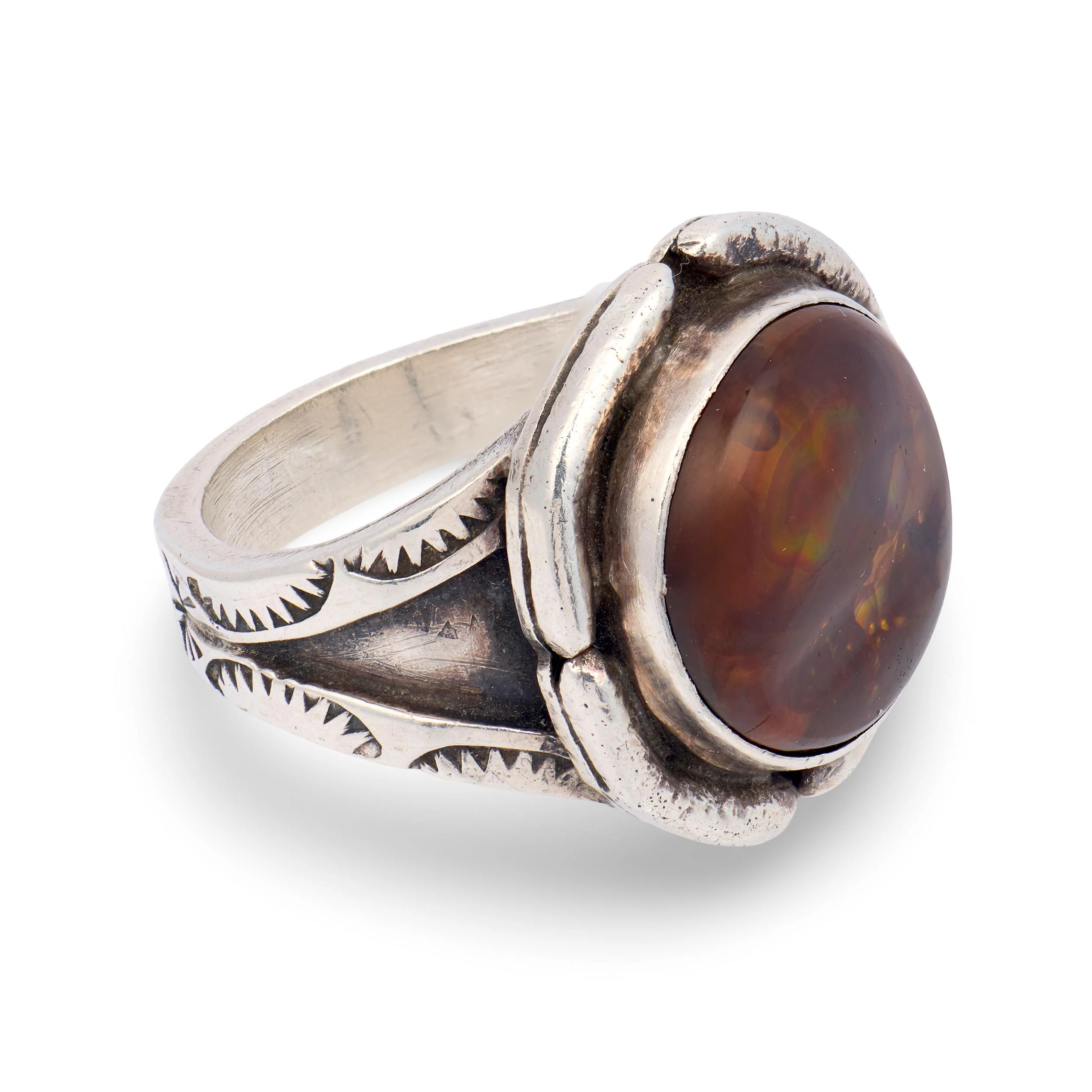 Vintage Sterling Silver Mexican Opal Ring - Image 3