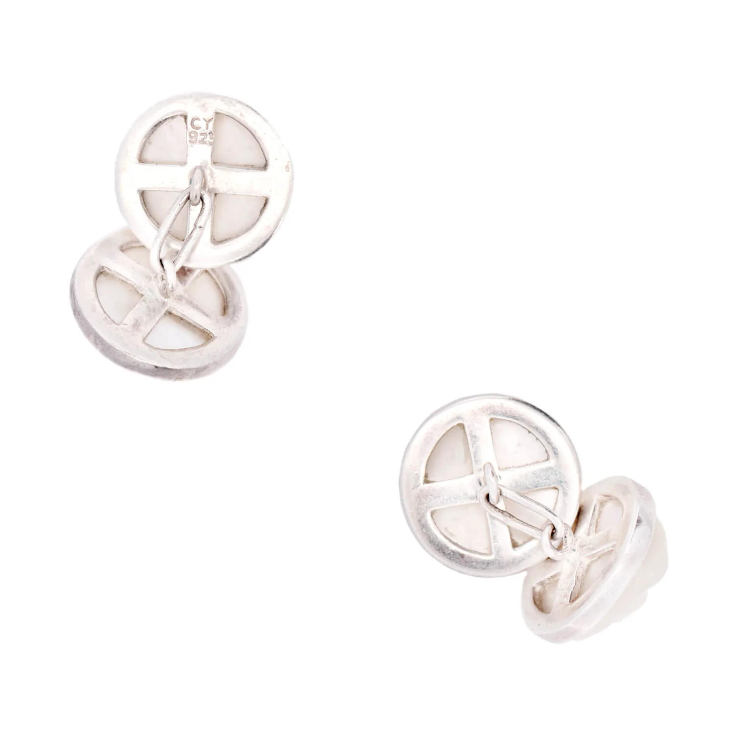Vintage Sterling Silver Mother of Pearl "Man in the Moon" Cufflinks - Image 4