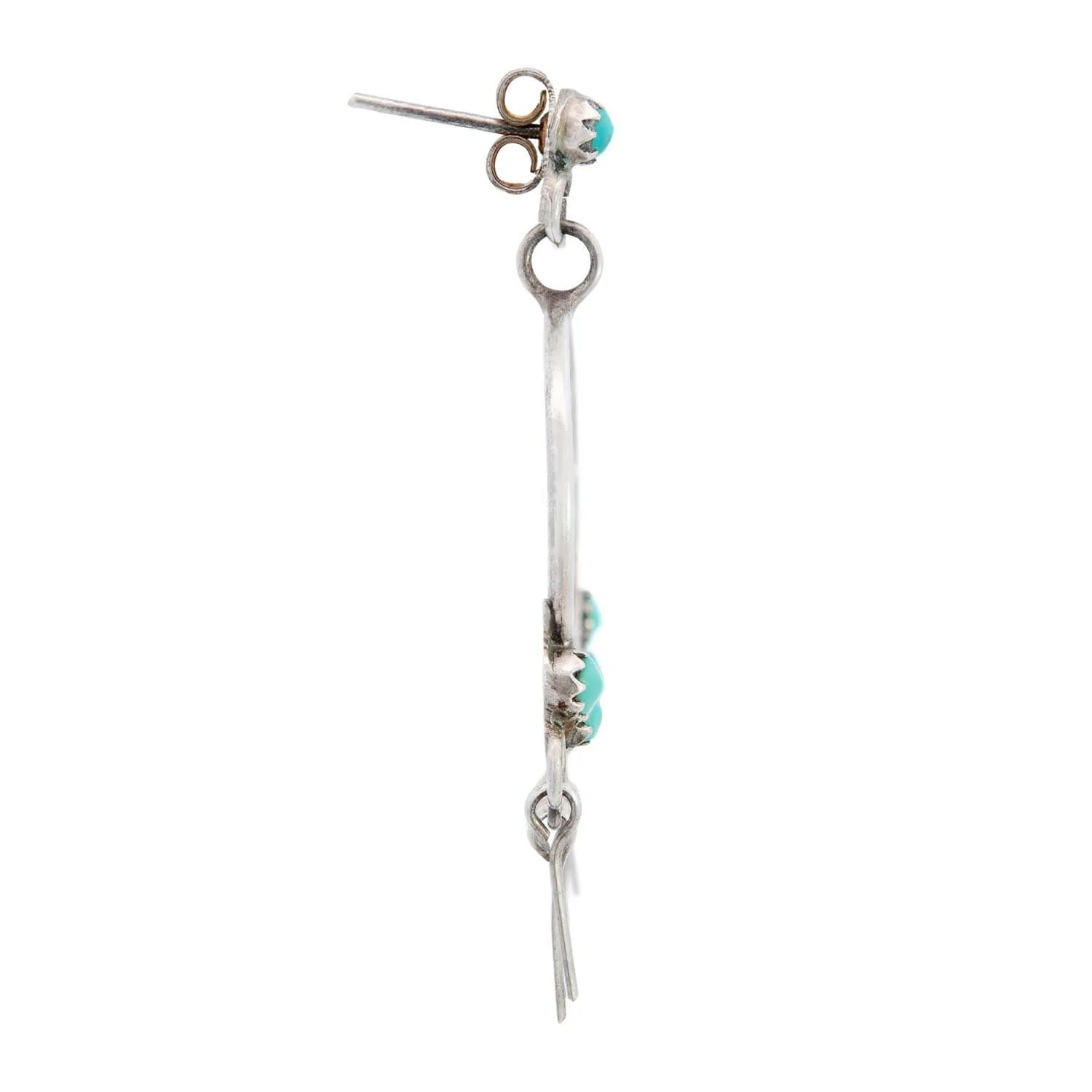 Vintage Sterling Silver Turquoise Hoop Earrings - Image 2