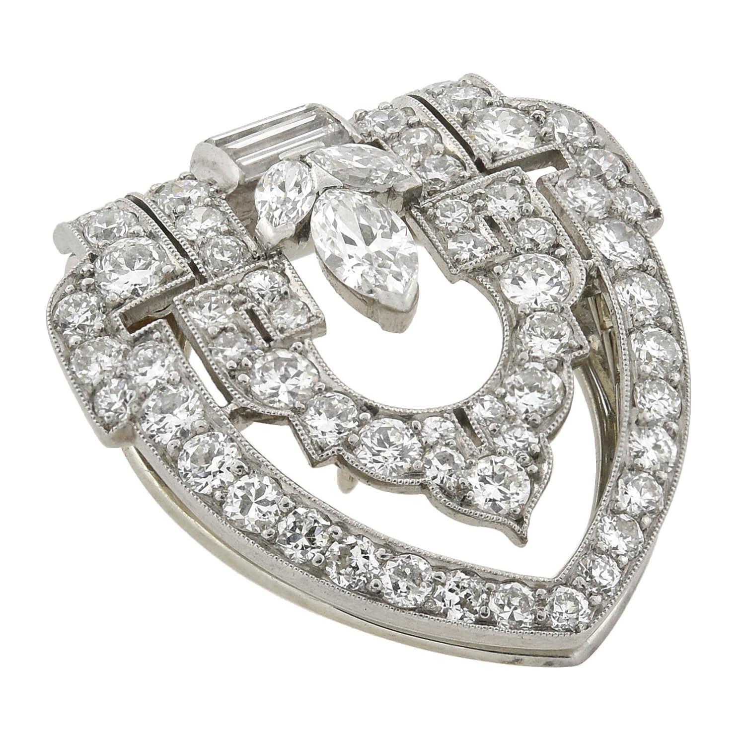 YARD Art Deco Platinum Diamond Encrusted Fur Clip 1.25ctw - Image 2