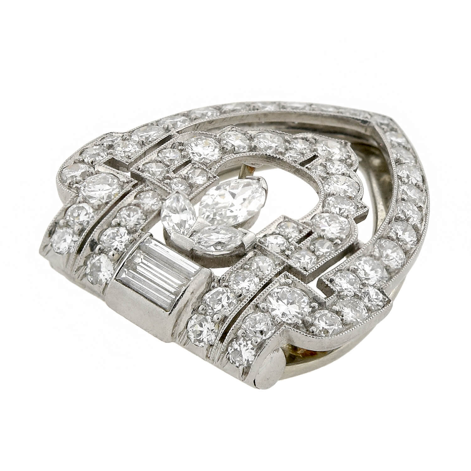 YARD Art Deco Platinum Diamond Encrusted Fur Clip 1.25ctw - Image 4